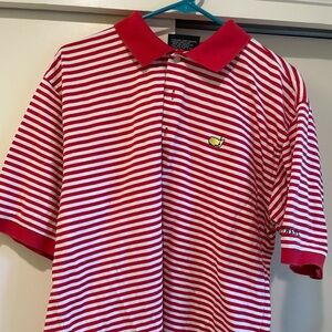 Masters Red and White striped golf shirt.  Gently used.